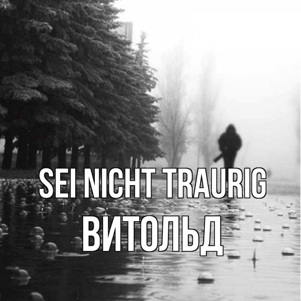 Открытка на каждый день с именем, Витольд Sei nicht traurig улица под дождем Прикольная открытка с пожеланием онлайн скачать бесплатно 