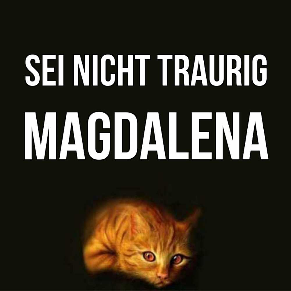 Открытка на каждый день с именем, Magdalena Sei nicht traurig лежащий кот в темноте Прикольная открытка с пожеланием онлайн скачать бесплатно 