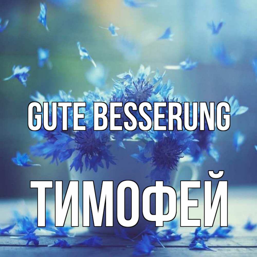 Открытка на каждый день с именем, Тимофей Gute Besserung кружка с зельем и цветами Прикольная открытка с пожеланием онлайн скачать бесплатно 
