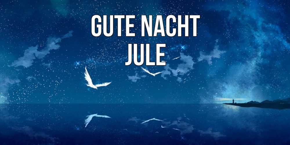 Открытка на каждый день с именем, Jule Gute Nacht птицы летят на фоне ночного неба Прикольная открытка с пожеланием онлайн скачать бесплатно 