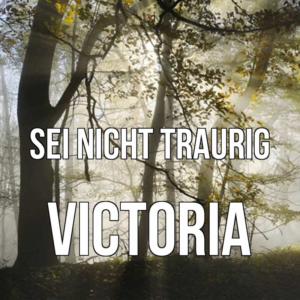 Открытка на каждый день с именем, Victoria Sei nicht traurig лес и свет Прикольная открытка с пожеланием онлайн скачать бесплатно 