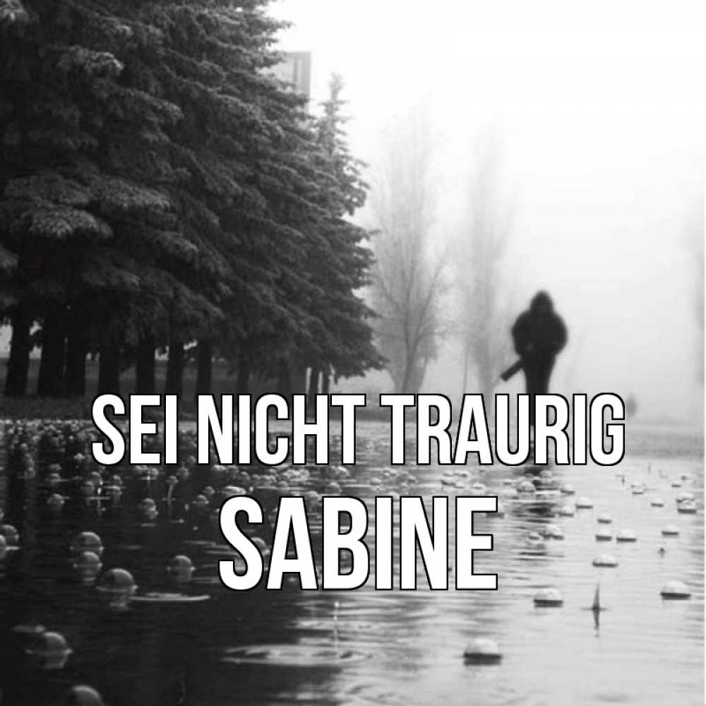 Открытка на каждый день с именем, Sabine Sei nicht traurig улица под дождем Прикольная открытка с пожеланием онлайн скачать бесплатно 