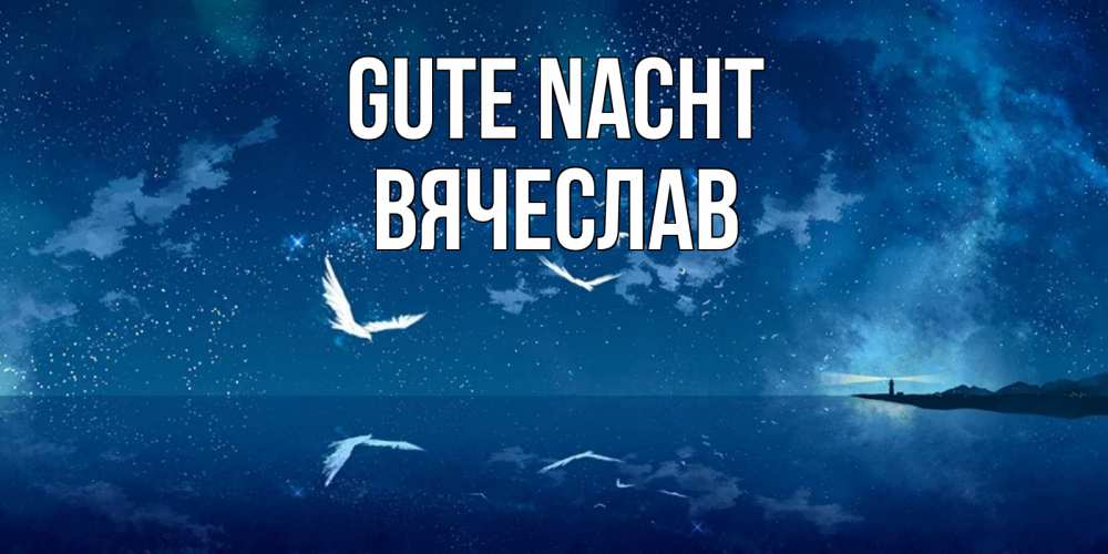 Открытка на каждый день с именем, Вячеслав Gute Nacht птицы летят на фоне ночного неба Прикольная открытка с пожеланием онлайн скачать бесплатно 