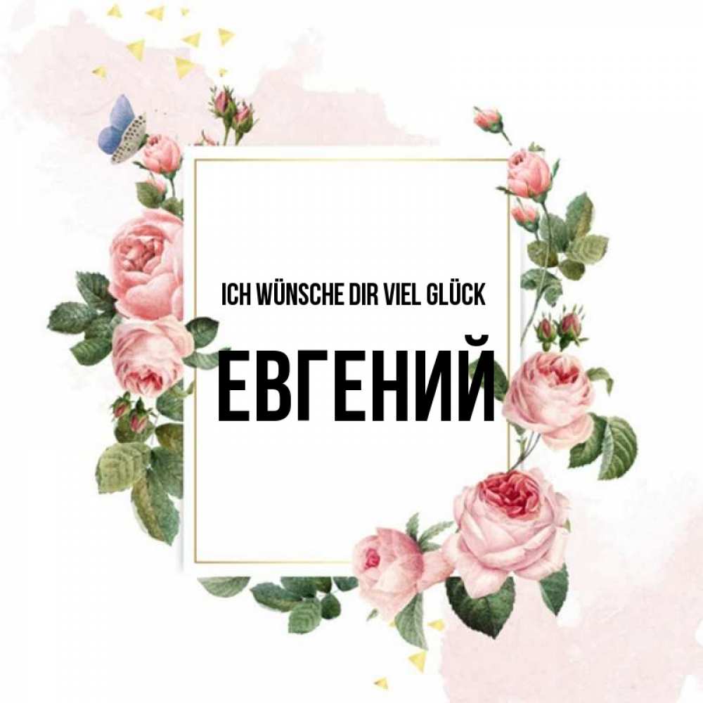 Открытка на каждый день с именем, Евгений Ich wünsche dir viel Glück розовые розы Прикольная открытка с пожеланием онлайн скачать бесплатно 