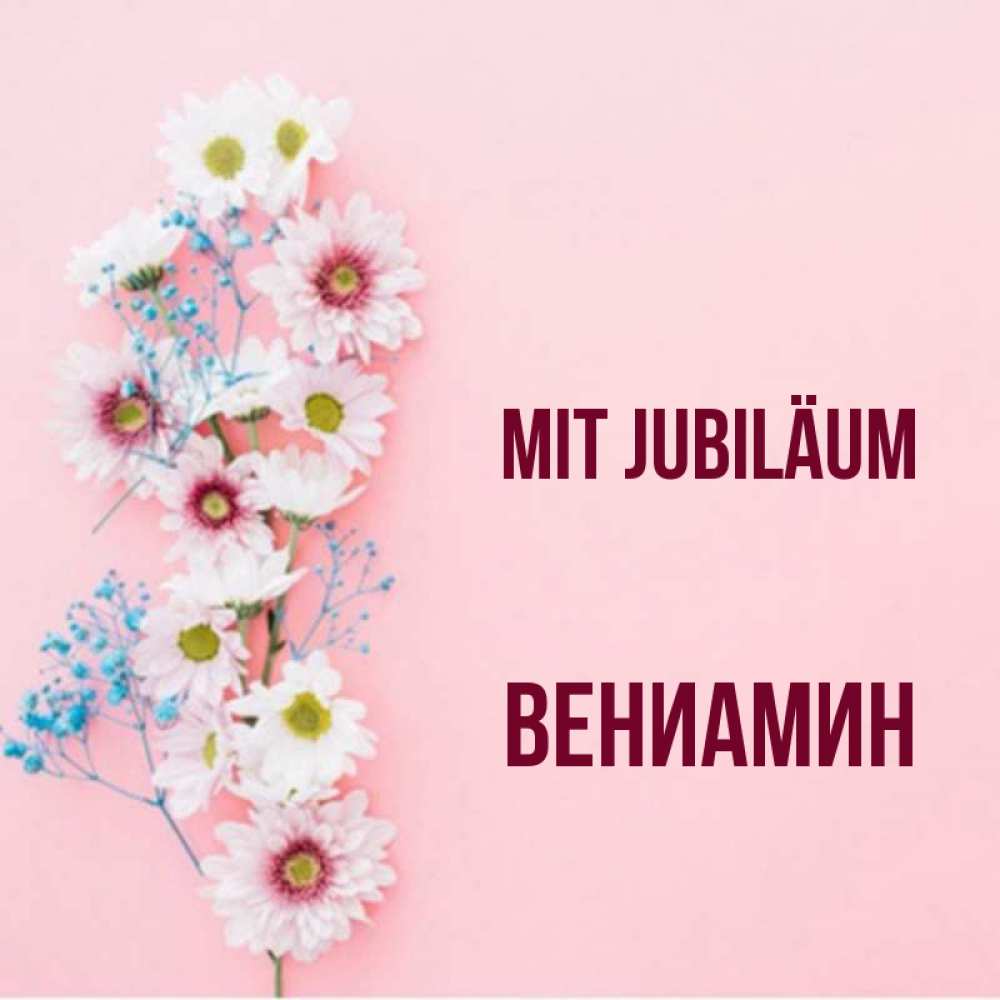 Открытка на каждый день с именем, Вениамин Mit Jubiläum Родная моя с днем рождения тебя картинка с цветами белыми и голубыми Прикольная открытка с пожеланием онлайн скачать бесплатно 