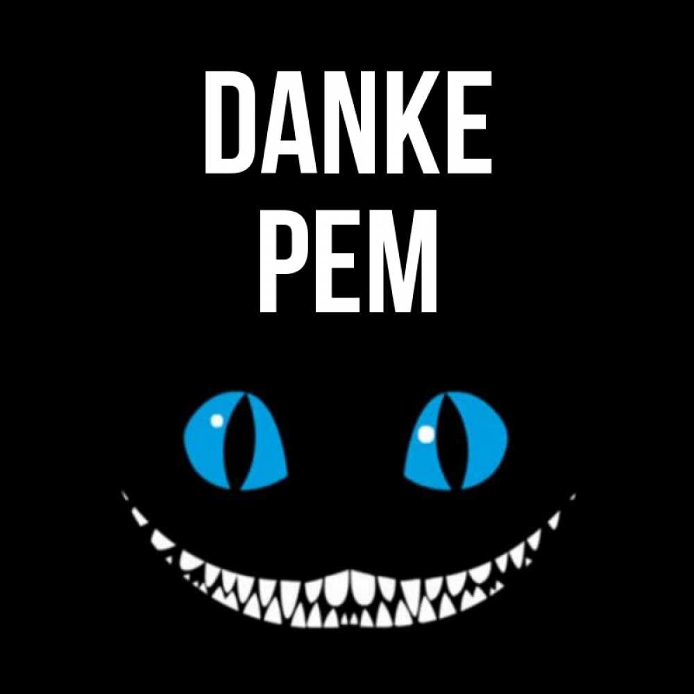 Открытка на каждый день с именем, Рем Danke благодарю от чеширика Прикольная открытка с пожеланием онлайн скачать бесплатно 