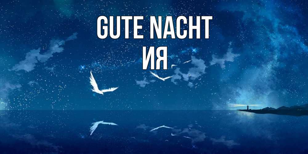 Открытка на каждый день с именем, Ия Gute Nacht птицы летят на фоне ночного неба Прикольная открытка с пожеланием онлайн скачать бесплатно 