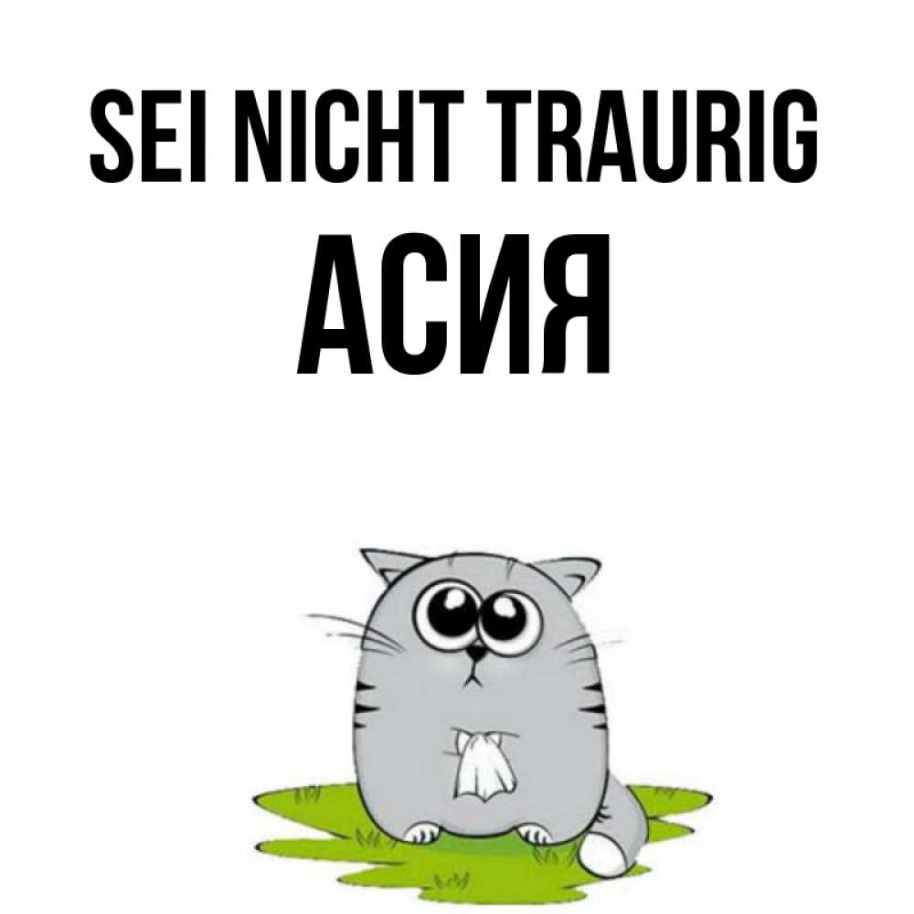 Открытка на каждый день с именем, Асия Sei nicht traurig грустный котяра Прикольная открытка с пожеланием онлайн скачать бесплатно 