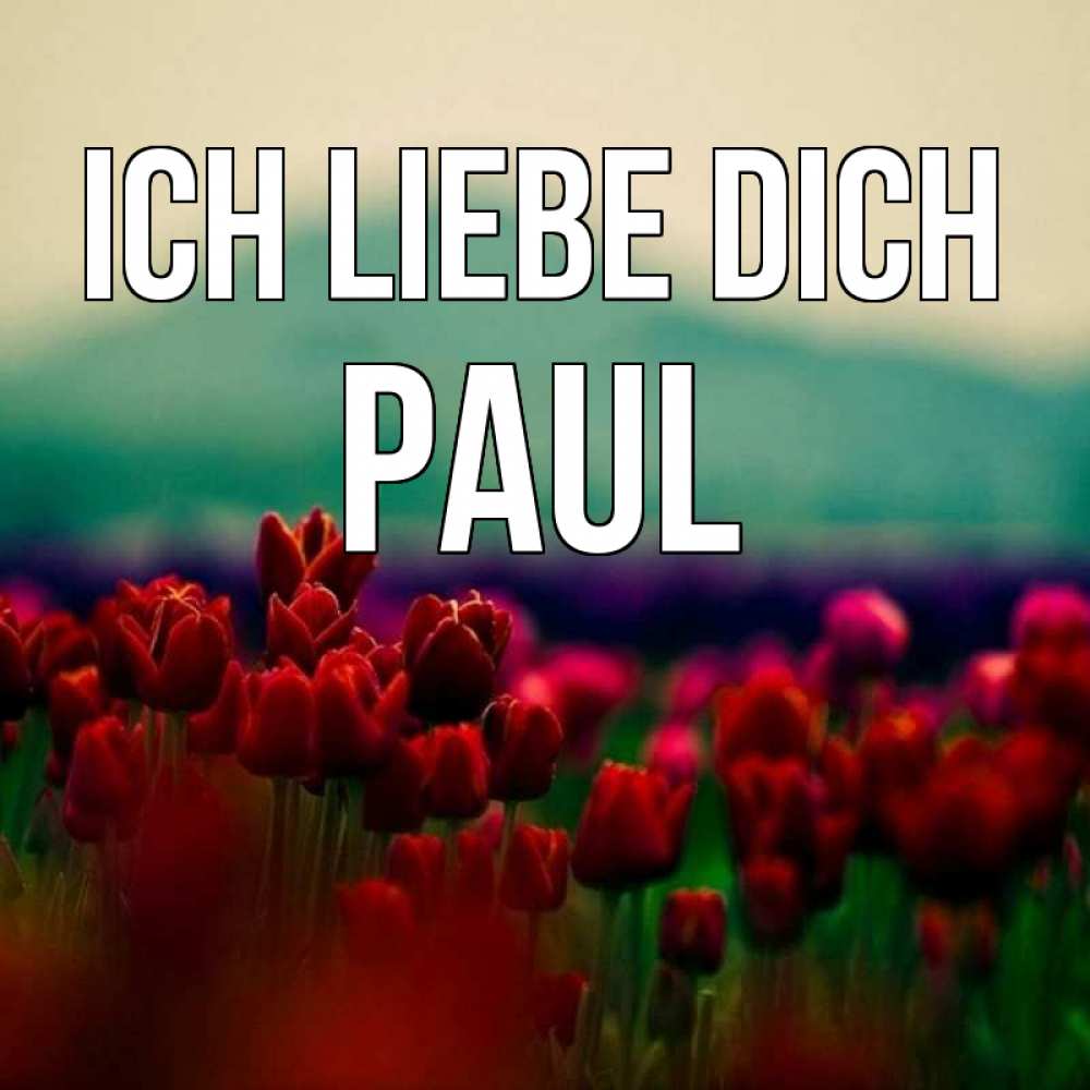 Открытка на каждый день с именем, Paul Ich liebe dich тюльпаны 4 Прикольная открытка с пожеланием онлайн скачать бесплатно 