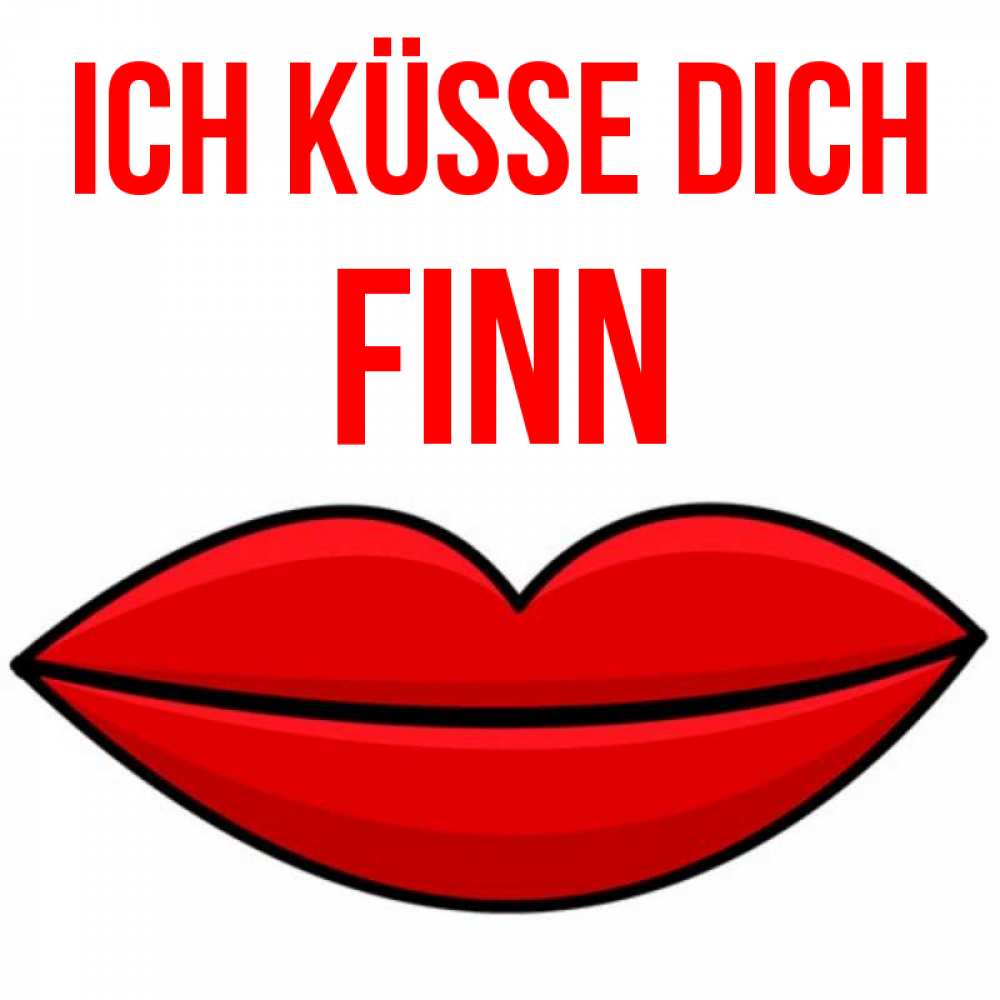 Открытка на каждый день с именем, Finn Ich küsse dich губы векторные Прикольная открытка с пожеланием онлайн скачать бесплатно 