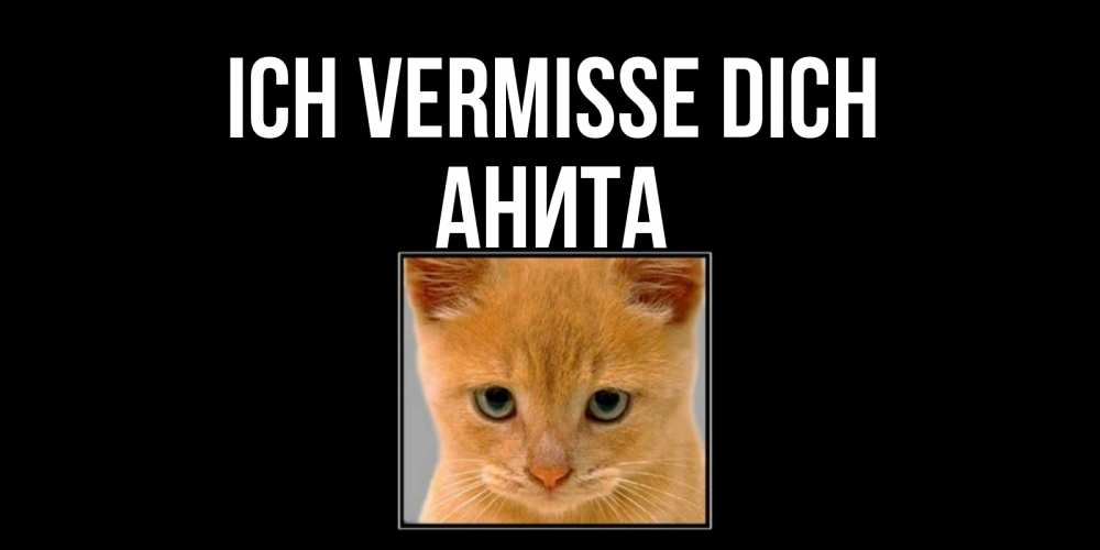 Открытка на каждый день с именем, Анита Ich vermisse dich открытки рыжий котенок скучает по тебе Прикольная открытка с пожеланием онлайн скачать бесплатно 