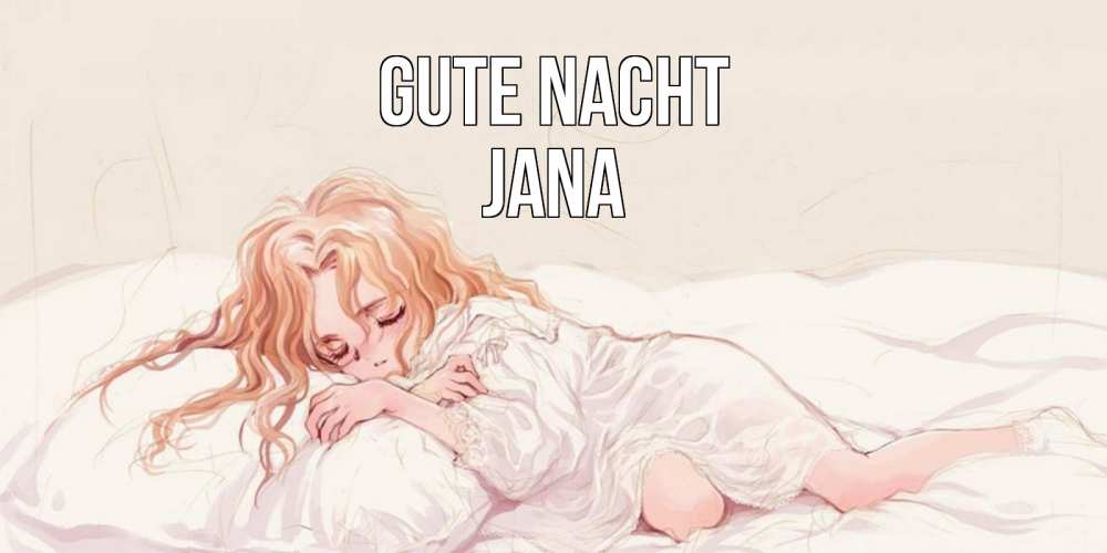 Открытка на каждый день с именем, Jana Gute Nacht рыжеволосая девочка в стиле аниме Прикольная открытка с пожеланием онлайн скачать бесплатно 