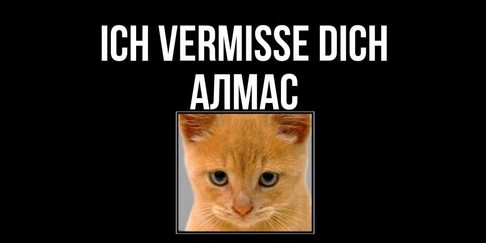 Открытка на каждый день с именем, Алмас Ich vermisse dich открытки рыжий котенок скучает по тебе Прикольная открытка с пожеланием онлайн скачать бесплатно 