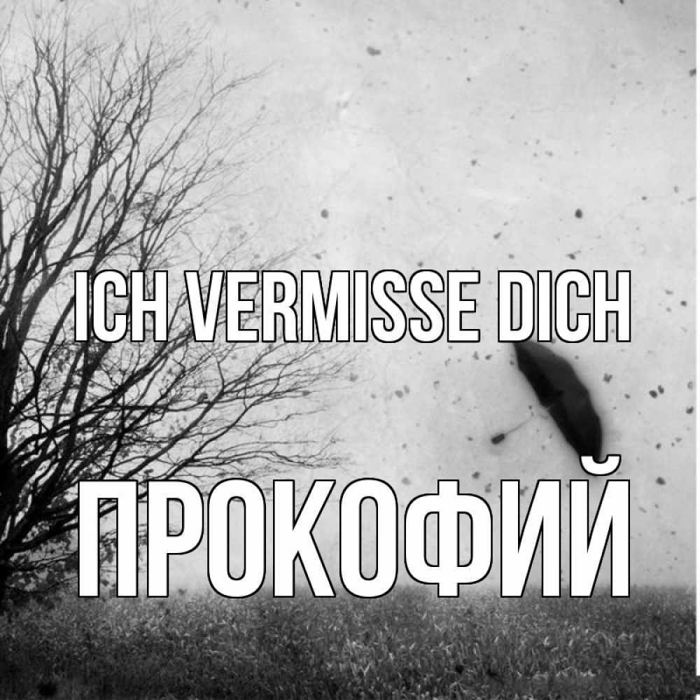Открытка на каждый день с именем, Прокофий Ich vermisse dich зонт летит Прикольная открытка с пожеланием онлайн скачать бесплатно 