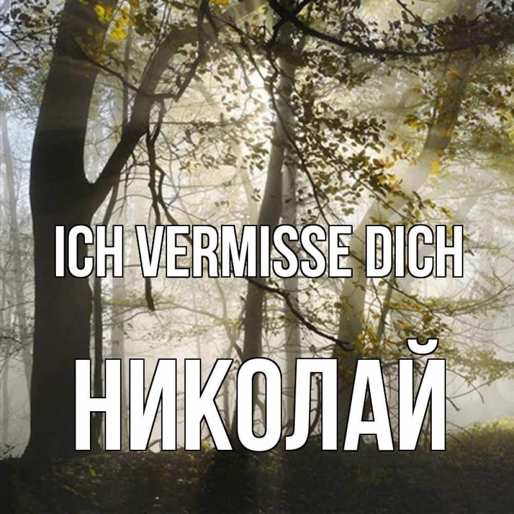 Открытка на каждый день с именем, Николай Ich vermisse dich грустно Прикольная открытка с пожеланием онлайн скачать бесплатно 