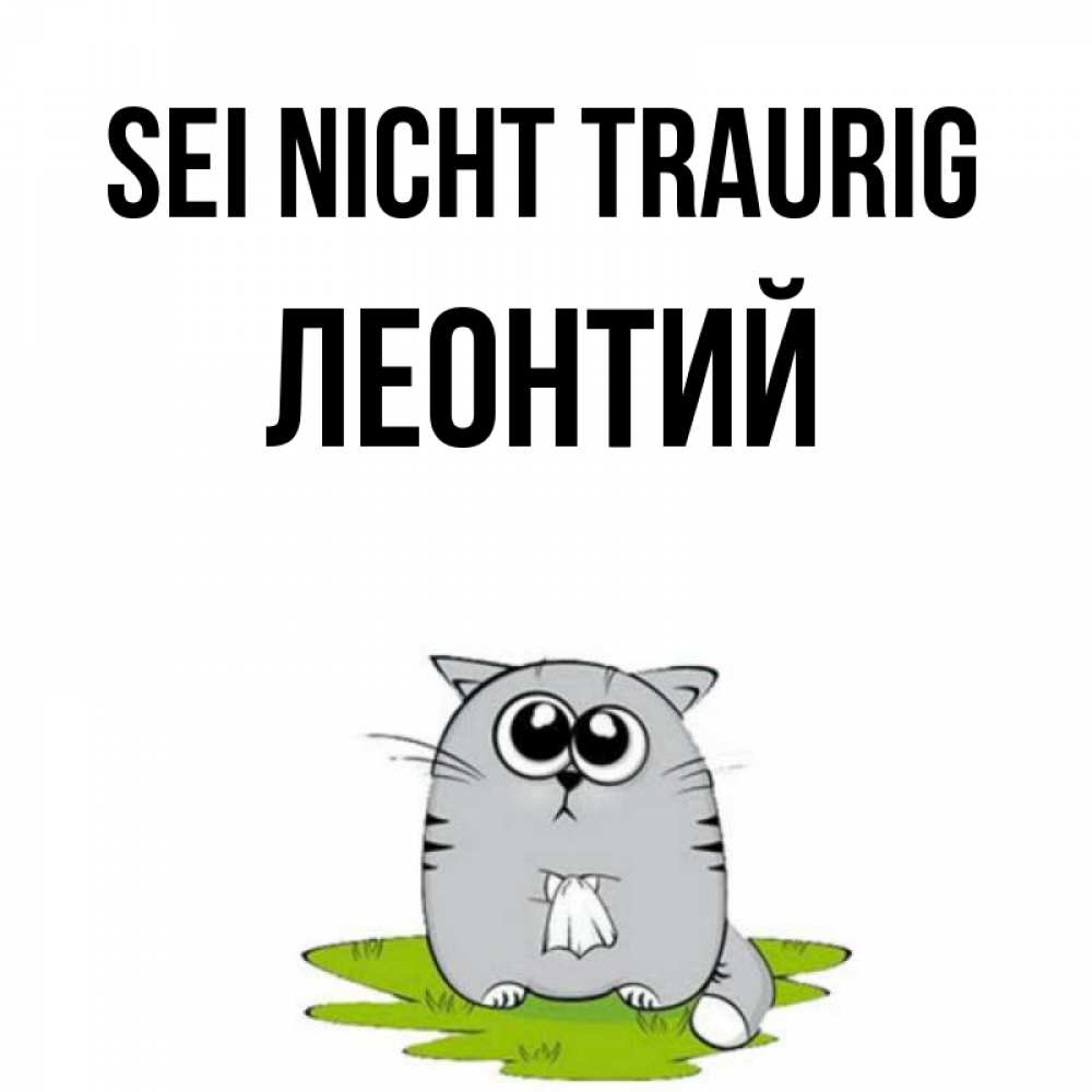 Открытка на каждый день с именем, Леонтий Sei nicht traurig грустный котяра Прикольная открытка с пожеланием онлайн скачать бесплатно 