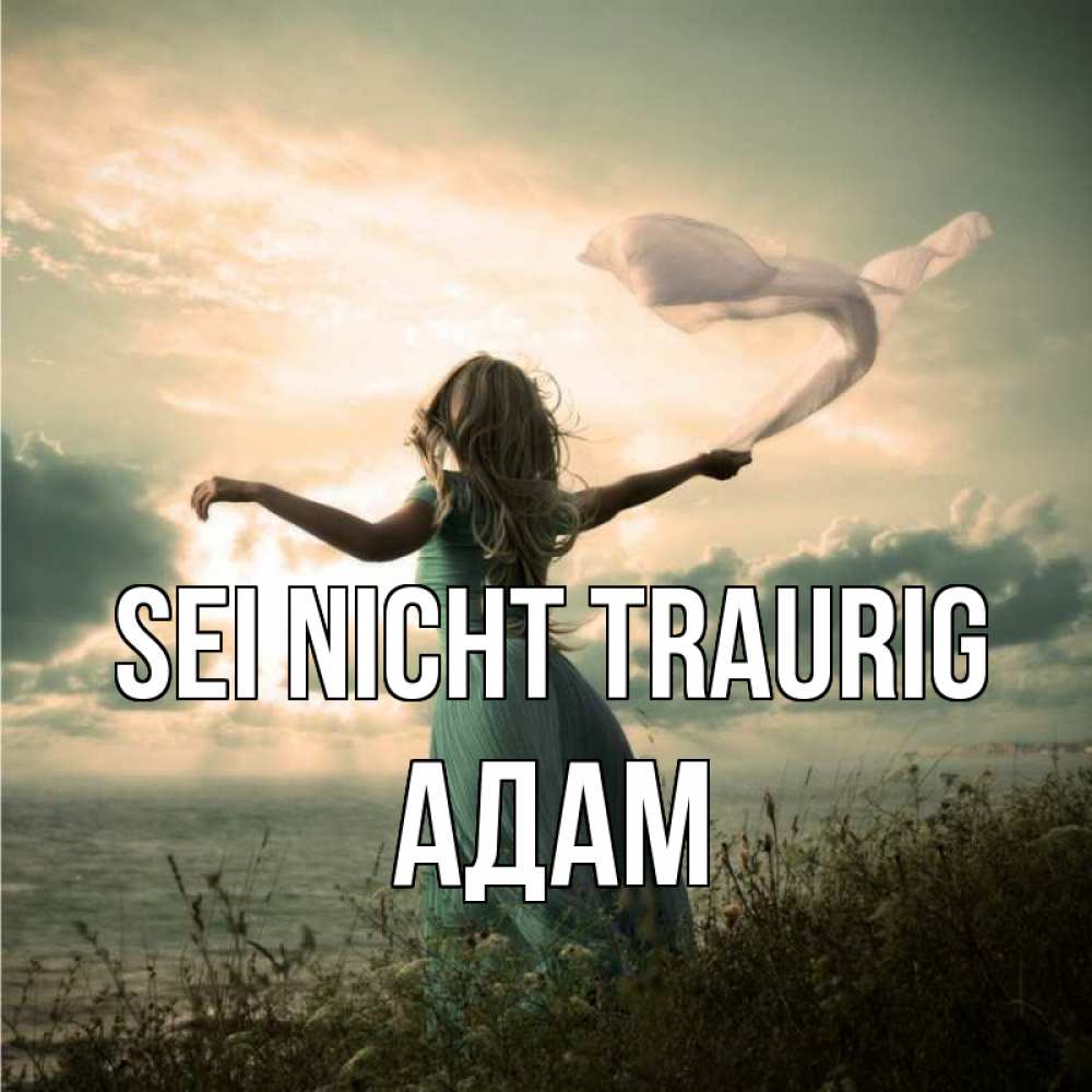 Открытка на каждый день с именем, Адам Sei nicht traurig красивая девушка  в платье Прикольная открытка с пожеланием онлайн скачать бесплатно 