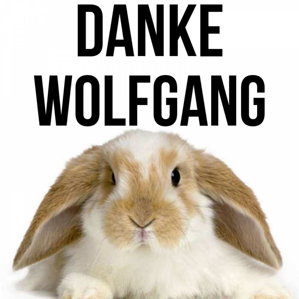 Открытка на каждый день с именем, Wolfgang Danke коричнево белый заяц Прикольная открытка с пожеланием онлайн скачать бесплатно 