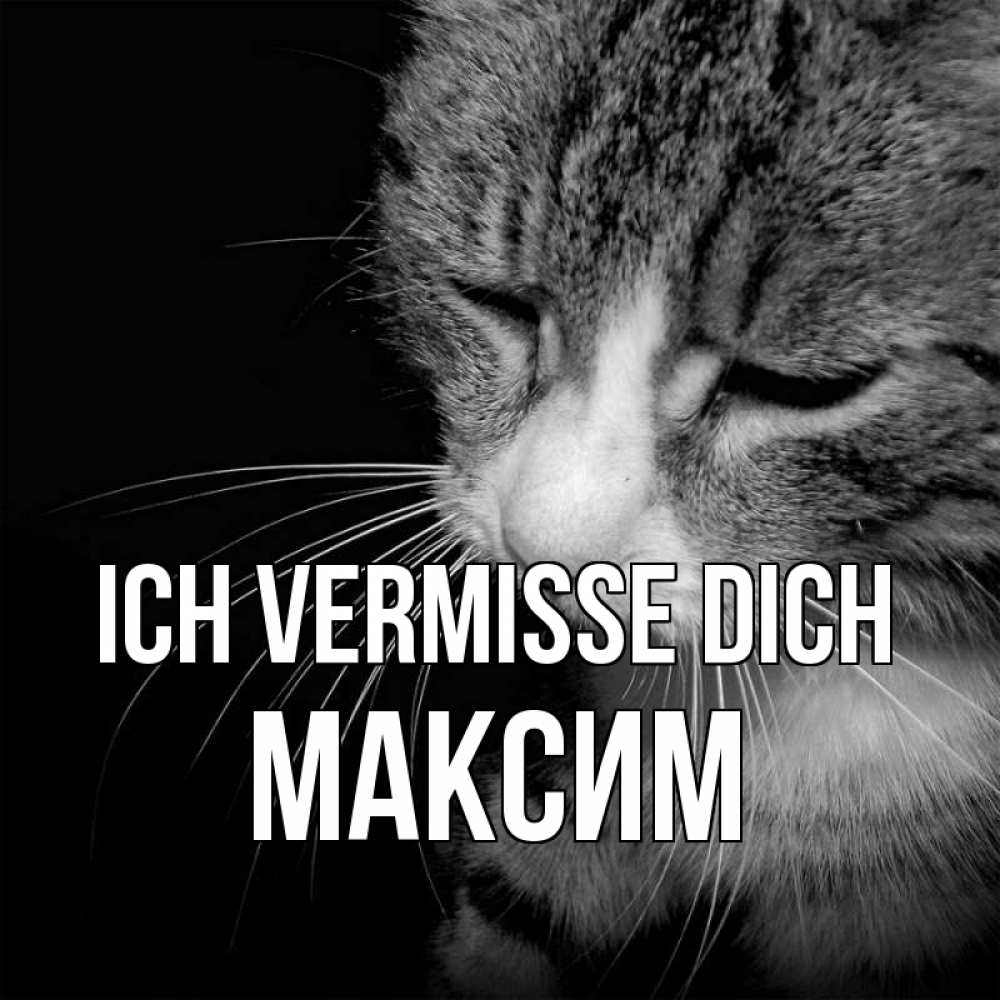 Открытка на каждый день с именем, Максим Ich vermisse dich мне скучно Прикольная открытка с пожеланием онлайн скачать бесплатно 