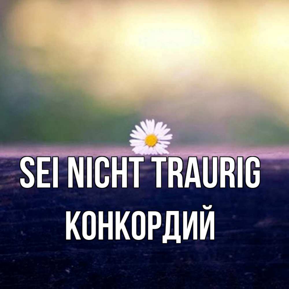 Открытка на каждый день с именем, Конкордий Sei nicht traurig красота Прикольная открытка с пожеланием онлайн скачать бесплатно 