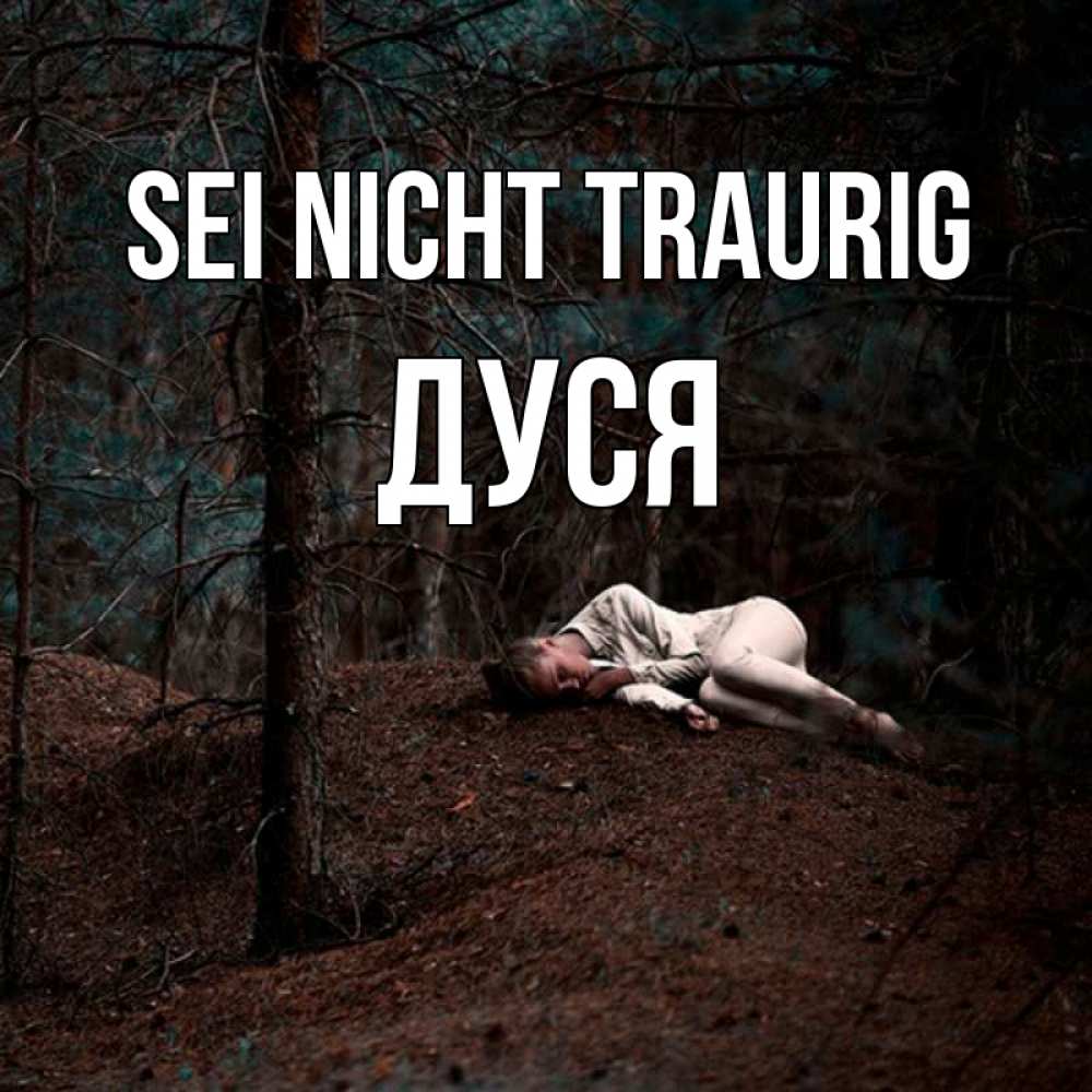 Открытка на каждый день с именем, Дуся Sei nicht traurig лес Прикольная открытка с пожеланием онлайн скачать бесплатно 