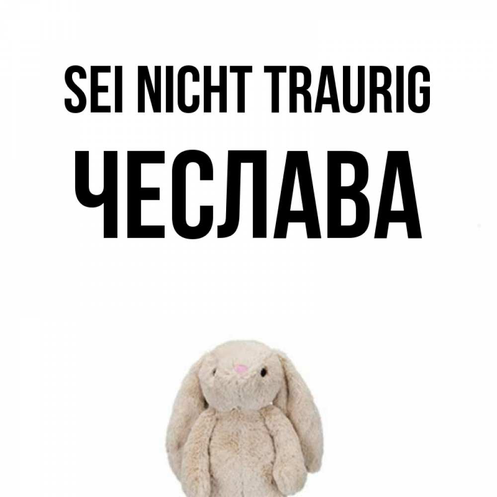 Открытка на каждый день с именем, Чеслава Sei nicht traurig детская игрушка зайчика Прикольная открытка с пожеланием онлайн скачать бесплатно 