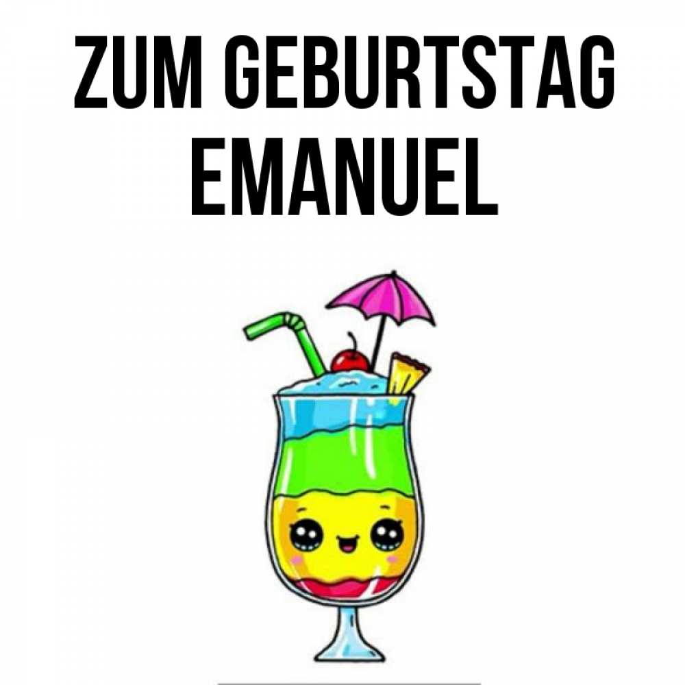 Открытка на каждый день с именем, Emanuel Zum Geburtstag с зонтиком Прикольная открытка с пожеланием онлайн скачать бесплатно 
