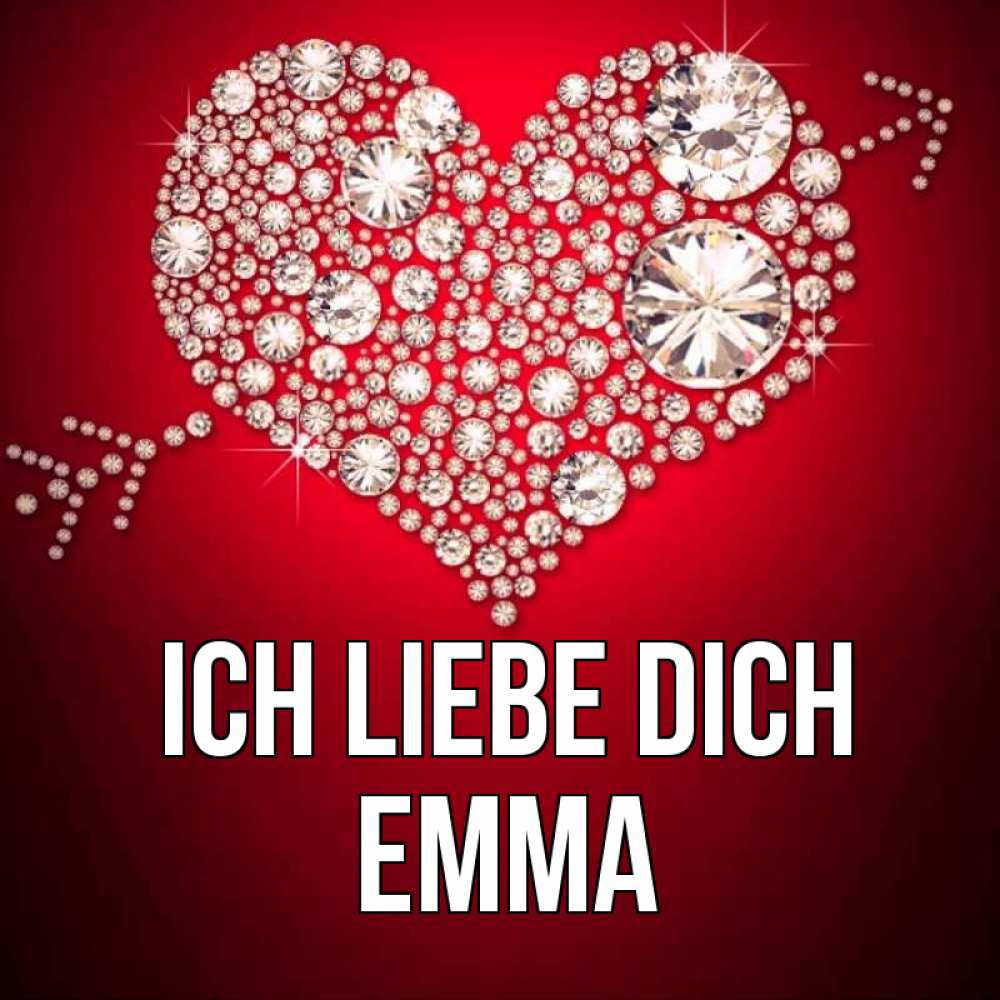Открытка на каждый день с именем, Emma Ich liebe dich стрела купидона Прикольная открытка с пожеланием онлайн скачать бесплатно 