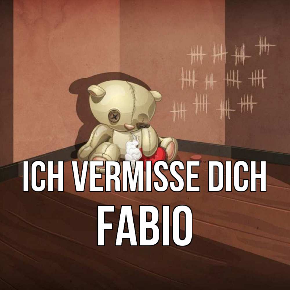 Открытка на каждый день с именем, Fabio Ich vermisse dich скорее ко мне Прикольная открытка с пожеланием онлайн скачать бесплатно 