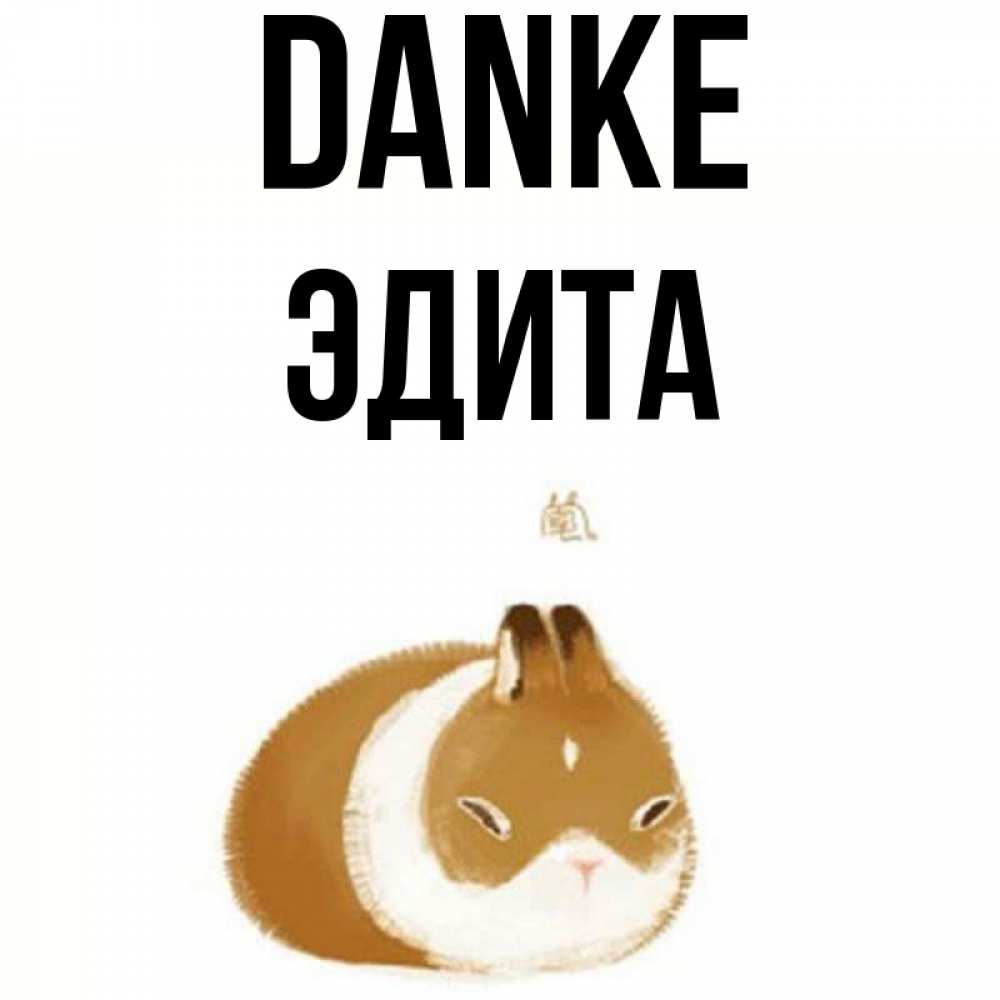 Открытка на каждый день с именем, Эдита Danke коричнево белый домашний питомец Прикольная открытка с пожеланием онлайн скачать бесплатно 