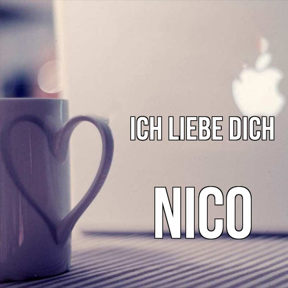Открытка на каждый день с именем, Nico Ich liebe dich знак яблока Прикольная открытка с пожеланием онлайн скачать бесплатно 