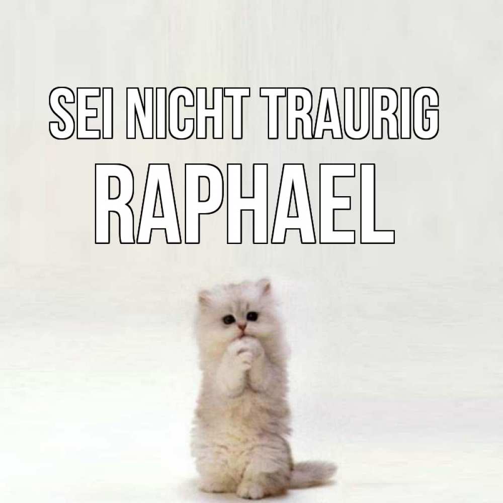 Открытка на каждый день с именем, Raphael Sei nicht traurig грустный кот Прикольная открытка с пожеланием онлайн скачать бесплатно 