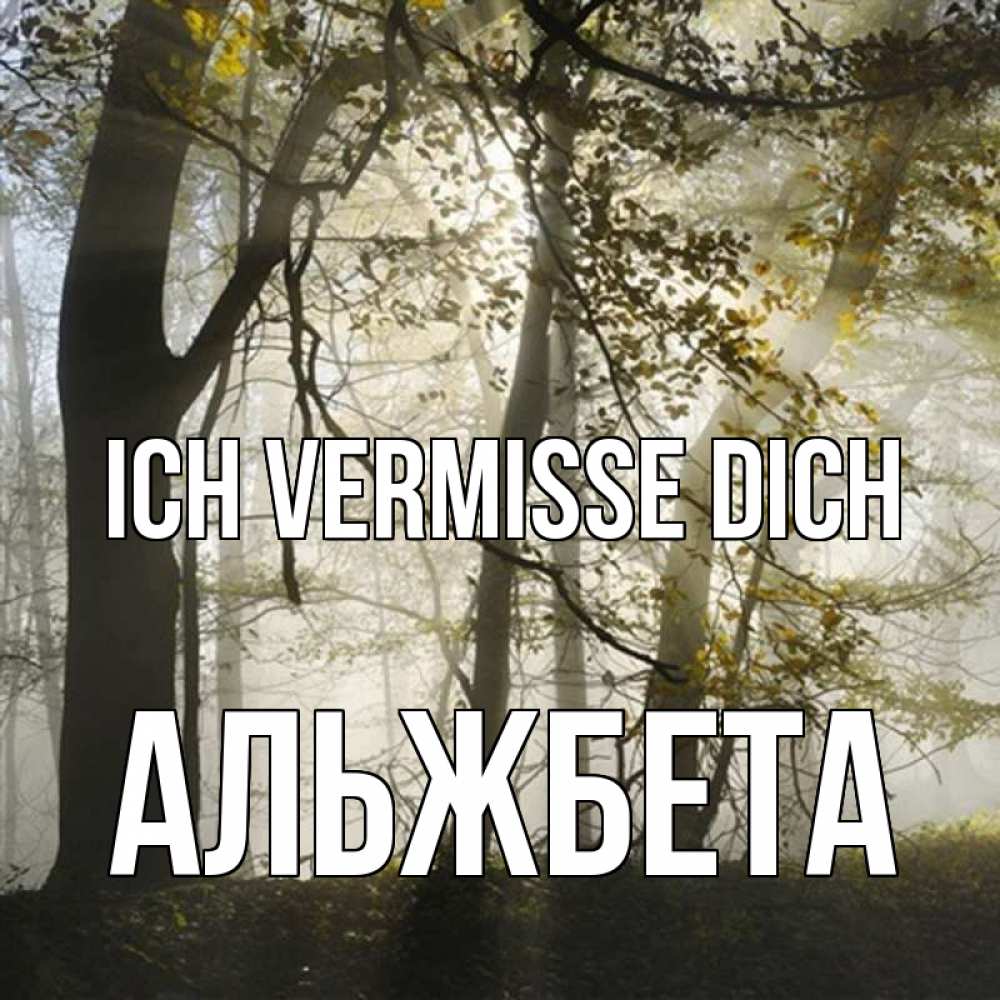 Открытка на каждый день с именем, Альжбета Ich vermisse dich грустно Прикольная открытка с пожеланием онлайн скачать бесплатно 