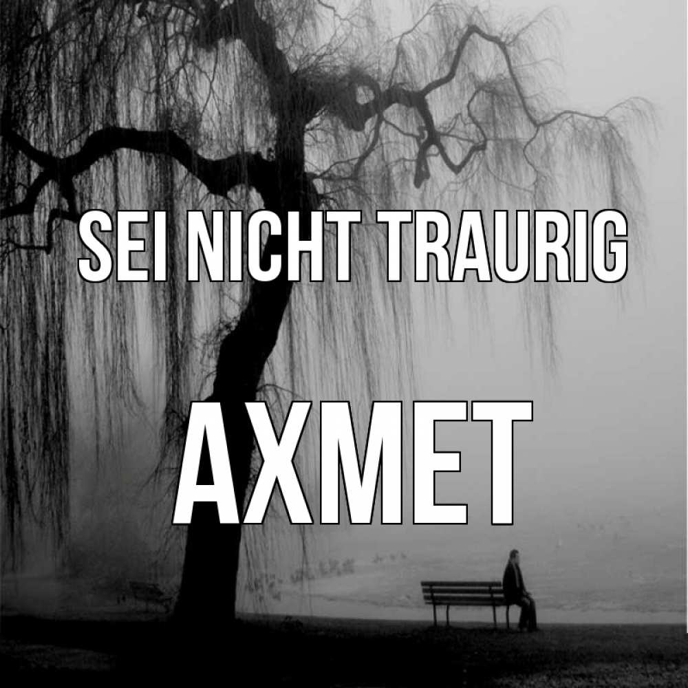 Открытка на каждый день с именем, Ахмет Sei nicht traurig висящие ветки дерева и лавочка под деревом Прикольная открытка с пожеланием онлайн скачать бесплатно 