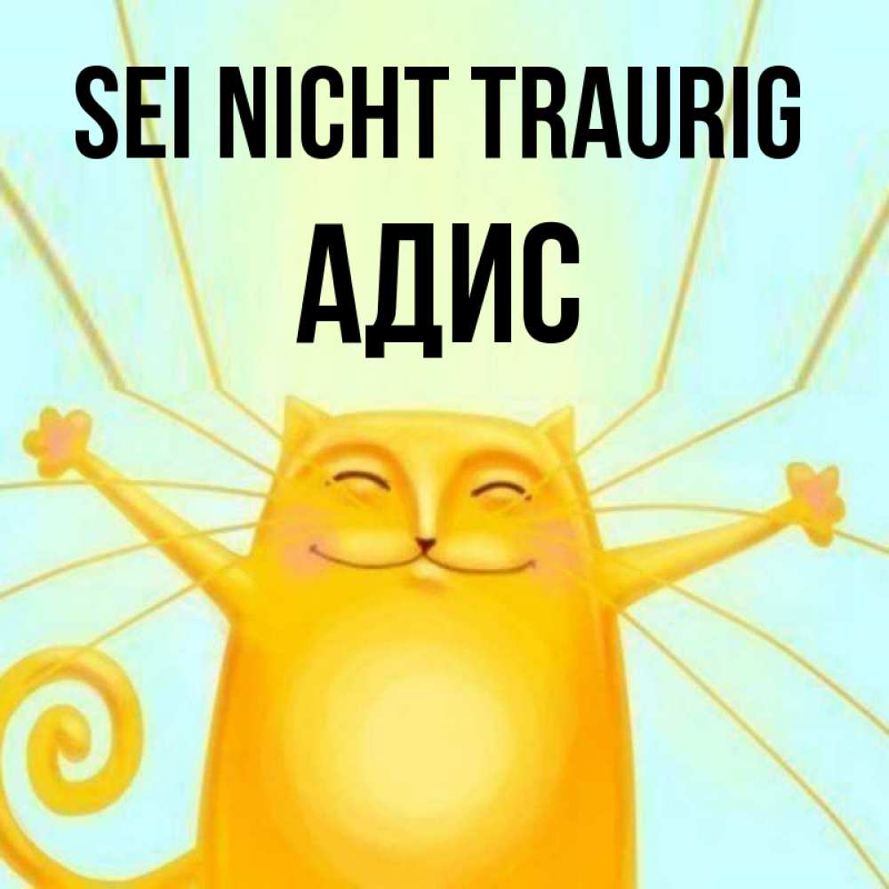 Открытка на каждый день с именем, Адис Sei nicht traurig обнимашки усатые Прикольная открытка с пожеланием онлайн скачать бесплатно 