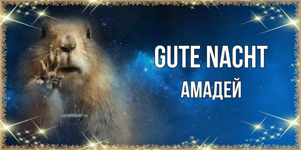 Открытка на каждый день с именем, Амадей Gute Nacht спокойной ночи сладких снов Прикольная открытка с пожеланием онлайн скачать бесплатно 