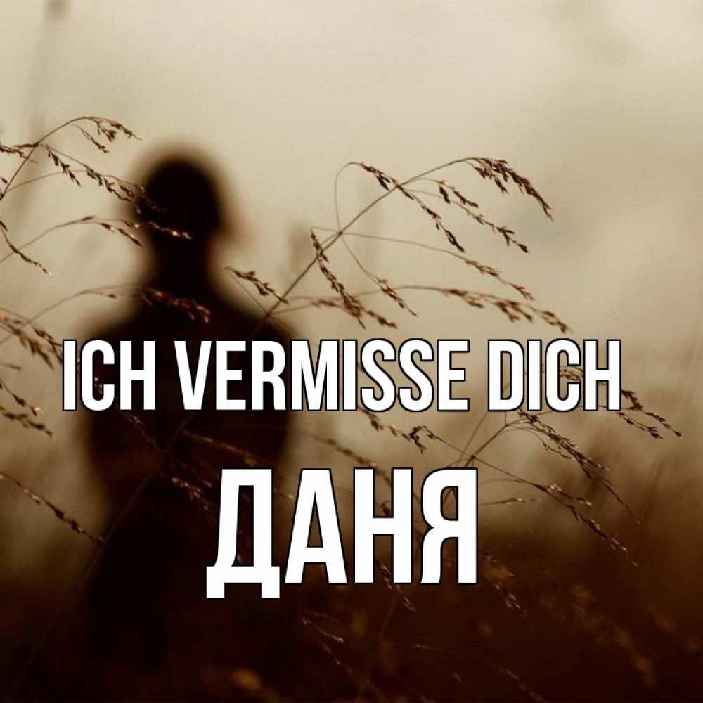 Открытка на каждый день с именем, Даня Ich vermisse dich силуэт девушки Прикольная открытка с пожеланием онлайн скачать бесплатно 