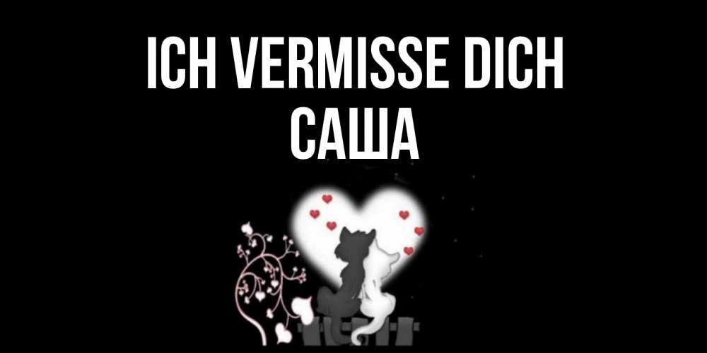 Открытка на каждый день с именем, Саша Ich vermisse dich коты Прикольная открытка с пожеланием онлайн скачать бесплатно 