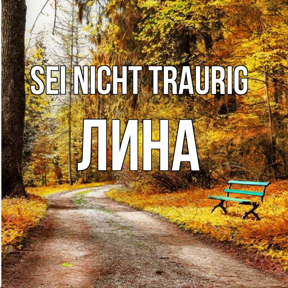 Открытка на каждый день с именем, Лина Sei nicht traurig зеленая лавочка Прикольная открытка с пожеланием онлайн скачать бесплатно 