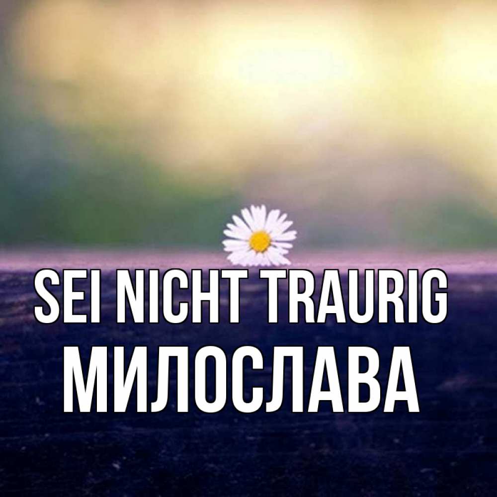 Открытка на каждый день с именем, Милослава Sei nicht traurig красота Прикольная открытка с пожеланием онлайн скачать бесплатно 