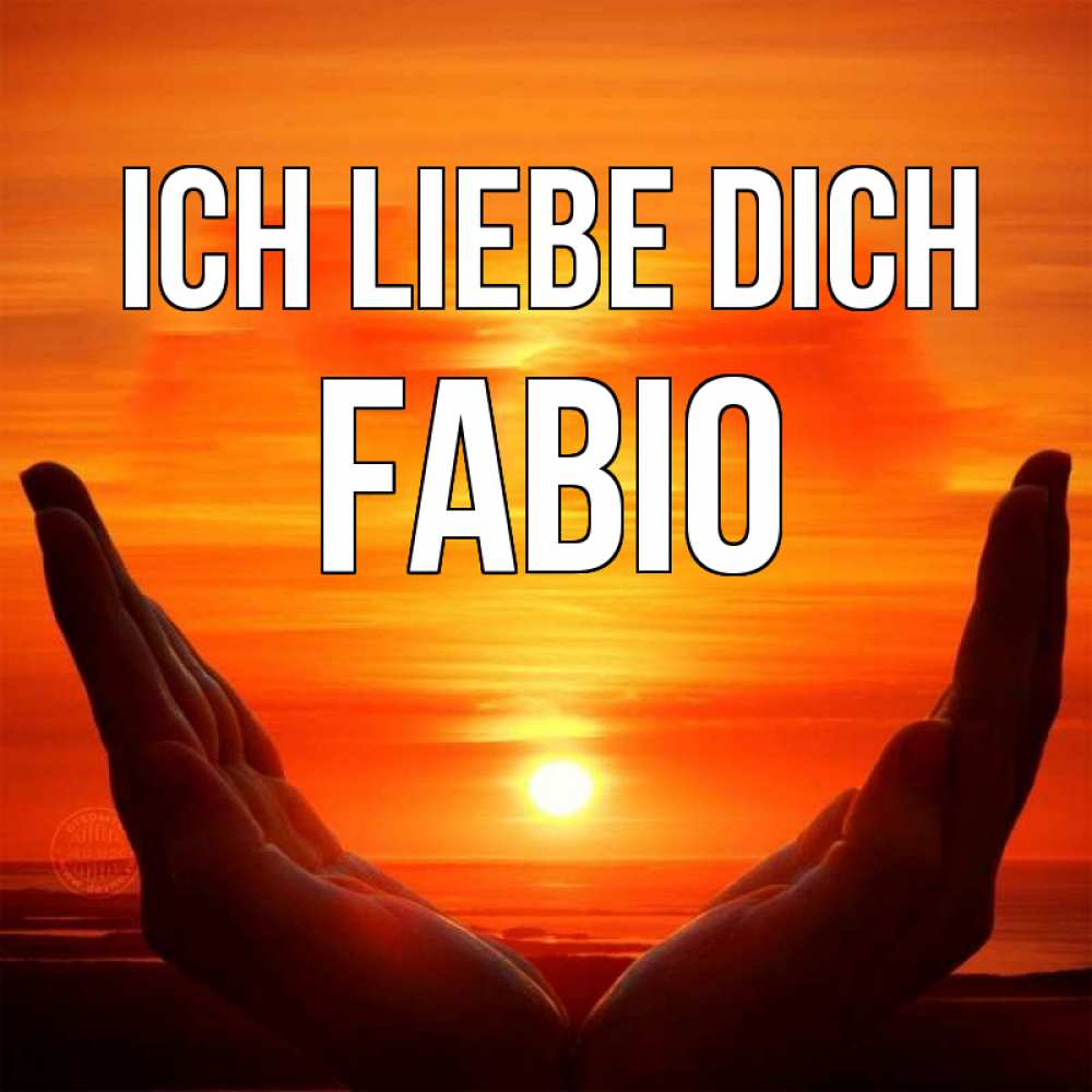 Открытка на каждый день с именем, Fabio Ich liebe dich в руках Прикольная открытка с пожеланием онлайн скачать бесплатно 