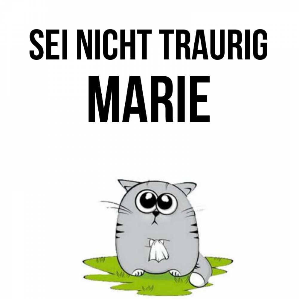 Открытка на каждый день с именем, Marie Sei nicht traurig грустный котяра Прикольная открытка с пожеланием онлайн скачать бесплатно 