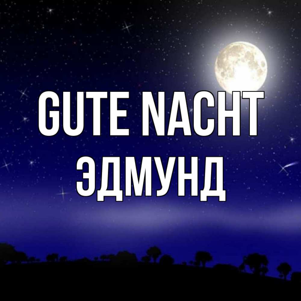 Открытка на каждый день с именем, Эдмунд Gute Nacht ночное небо и лесная опушка при свете луны Прикольная открытка с пожеланием онлайн скачать бесплатно 