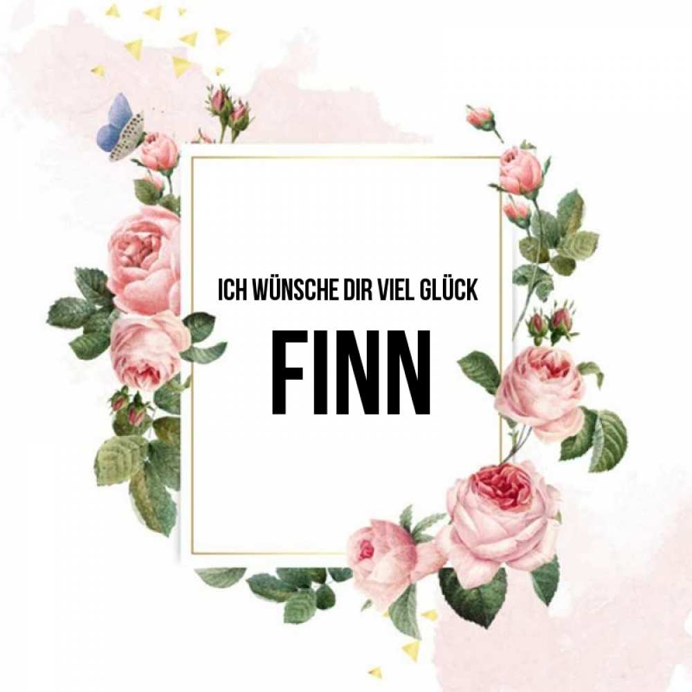 Открытка на каждый день с именем, Finn Ich wünsche dir viel Glück розовые розы Прикольная открытка с пожеланием онлайн скачать бесплатно 