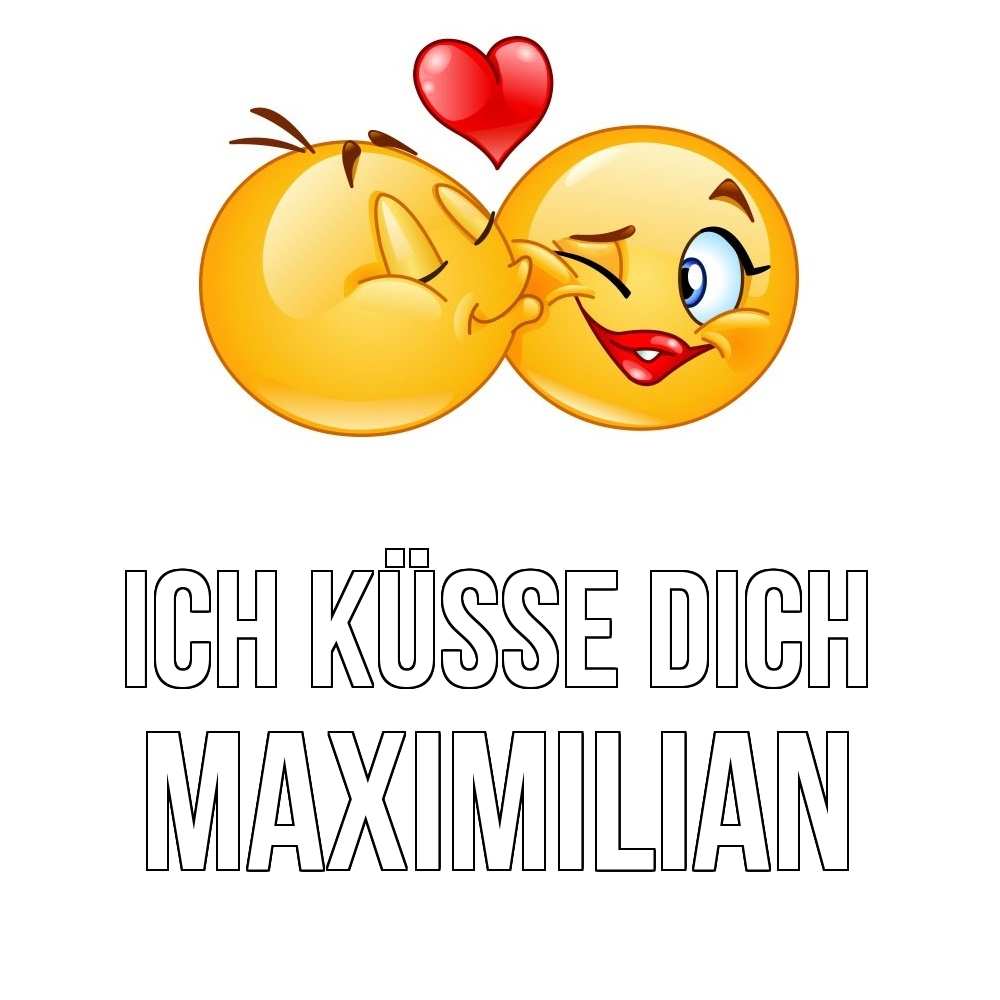 Открытка на каждый день с именем, Maximilian Ich küsse dich губы и белые зубы Прикольная открытка с пожеланием онлайн скачать бесплатно 