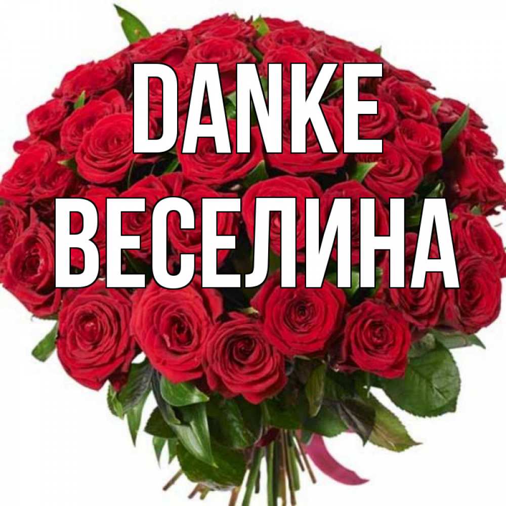 Открытка на каждый день с именем, Веселина Danke букет красных роз Прикольная открытка с пожеланием онлайн скачать бесплатно 