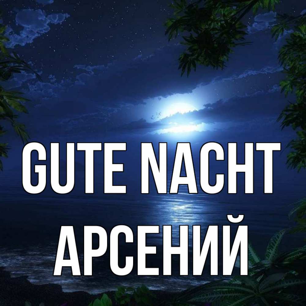 Открытка на каждый день с именем, Арсений Gute Nacht тропический остров Прикольная открытка с пожеланием онлайн скачать бесплатно 