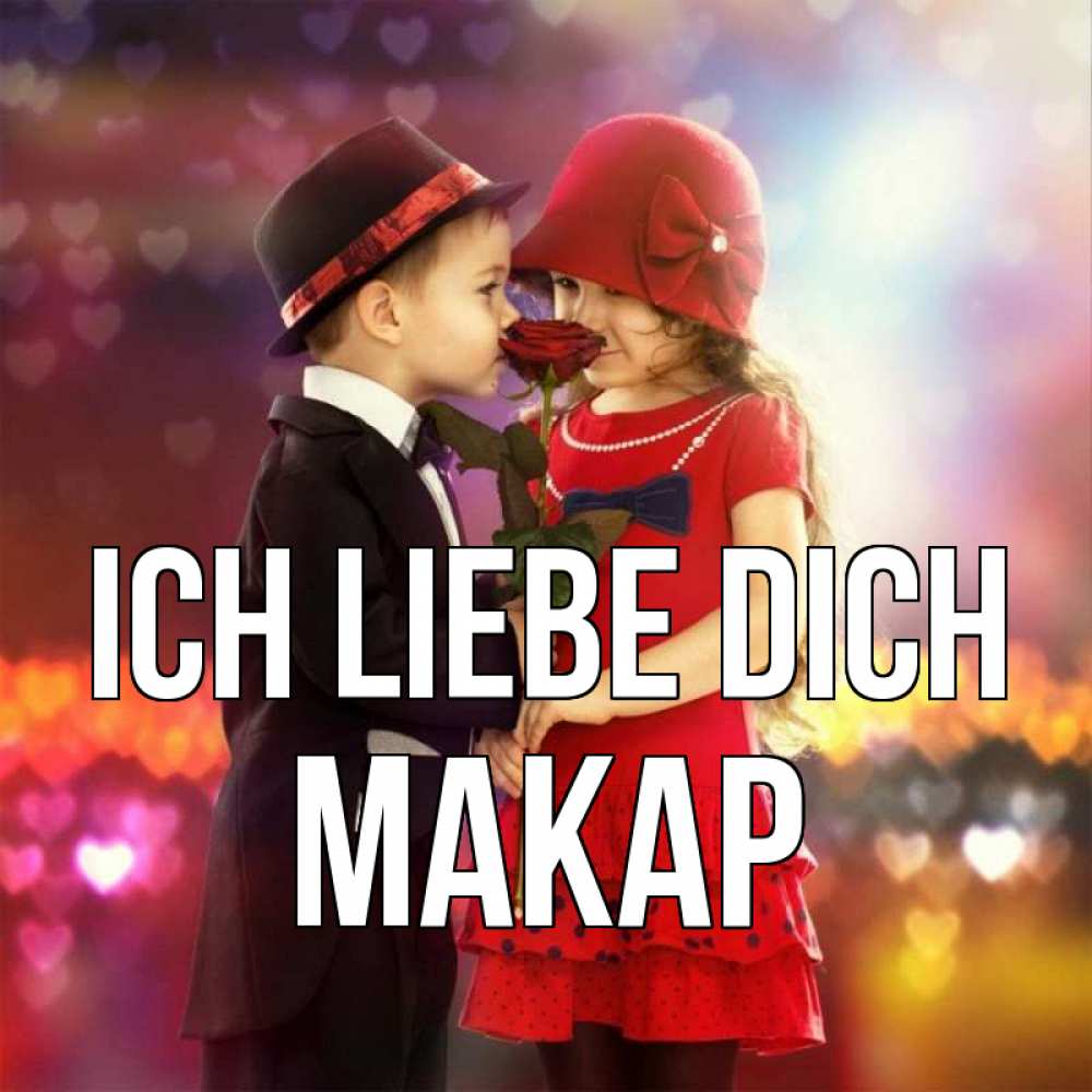 Открытка на каждый день с именем, Макар Ich liebe dich черное и красное и роза Прикольная открытка с пожеланием онлайн скачать бесплатно 