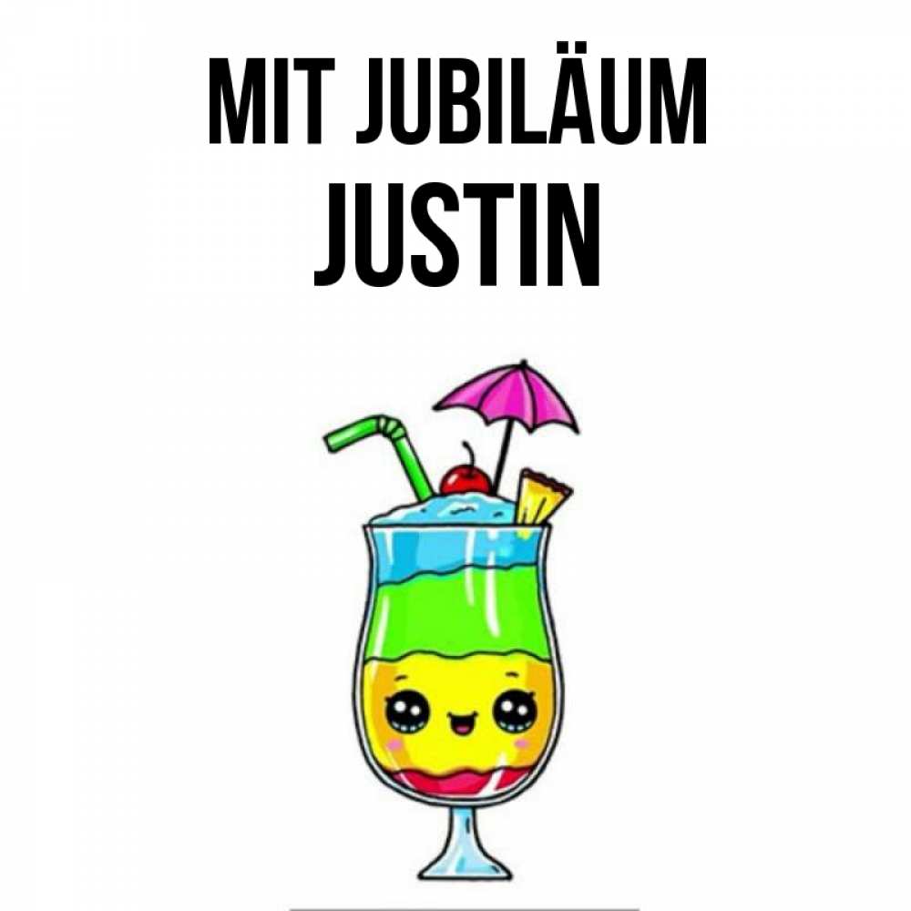 Открытка на каждый день с именем, Justin Mit Jubiläum с зонтиком Прикольная открытка с пожеланием онлайн скачать бесплатно 