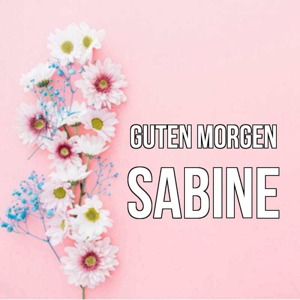 Открытка на каждый день с именем, Sabine Guten Morgen цветы с подписью Прикольная открытка с пожеланием онлайн скачать бесплатно 